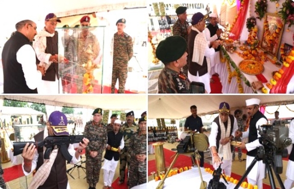 ਰੱਖਿਆ ਮੰਤਰੀ ਰਾਜਨਾਥ ਸਿੰਘ ਨੇ ਭੁਜ ਮਿਲਟਰੀ ਸਟੇਸ਼ਨ ਵਿਖੇ ਸੈਨਿਕਾਂ ਨਾਲ ਵਿਜੇਦਸ਼ਮੀ ਮਨਾਈ।