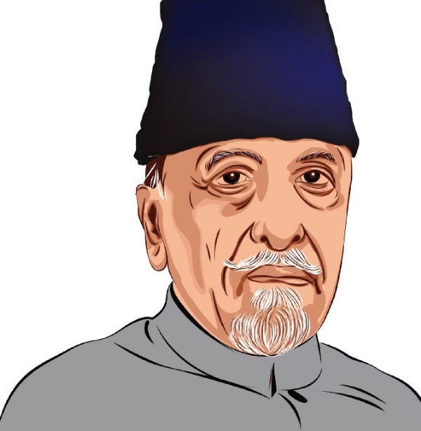 ਆਜ਼ਾਦ ਭਾਰਤ ਦੇ ਪਹਿਲੇ ਸਿੱਖਿਆ ਮੰਤਰੀ ਮੌਲਾਨਾ ਅਬੁਲ ਕਲਾਮ ਆਜ਼ਾਦ। ਸਕੈਚ ਇੰਟਰਨੈੱਟ ਮੀਡੀਆ