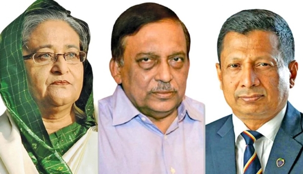 ਸ਼ੇਖ ਹਸੀਨਾ, ਅਸਦੁਜ਼ਮਾਨ ਖਾਨ ਅਤੇ ਅਬਦੁੱਲਾ ਅਲ ਮਾਮੂਨ (ਖੱਬੇ ਤੋਂ)। ਫੋਟੋ ਕੋਲਾਜ ਢਾਕਾ ਟ੍ਰਿਬਿਊਨ ਸ਼ੇਖ ਹਸੀਨਾ, ਅਸਦੁਜ਼ਮਾਨ ਖਾਨ ਅਤੇ ਅਬਦੁੱਲਾ ਅਲ ਮਾਮੂਨ (ਖੱਬੇ ਤੋਂ)। ਫੋਟੋ ਕੋਲਾਜ ਢਾਕਾ ਟ੍ਰਿਬਿਊਨ