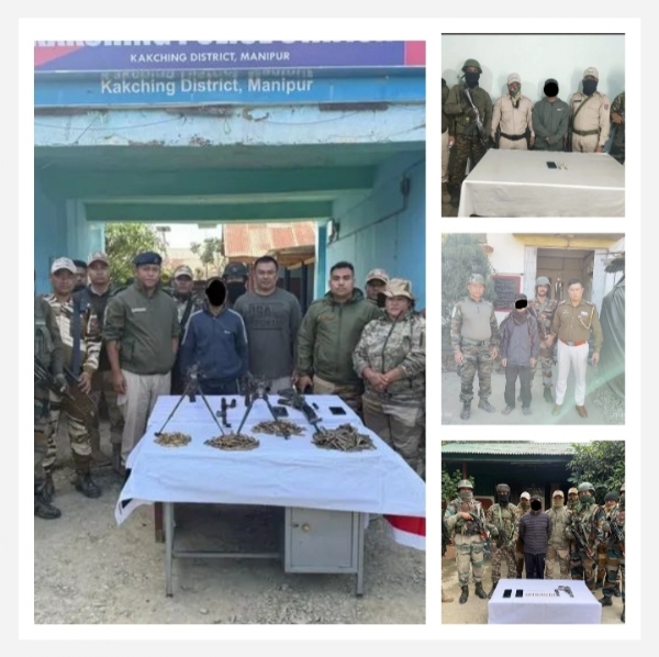 ਮਣੀਪੁਰ ਵਿੱਚ ਖੁਫੀਆ ਜਾਣਕਾਰੀ ਅਧਾਰਤ ਕਾਰਵਾਈ ਵਿੱਚ ਗ੍ਰਿਫ਼ਤਾਰ ਚਾਰ ਅੱਤਵਾਦੀ।