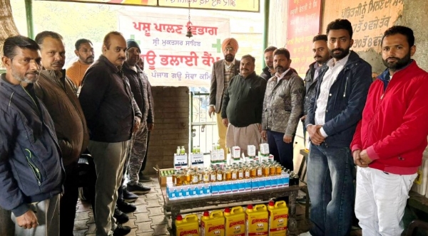 ਗਊ ਸੇਵਾ ਸੰਮਤੀ ਨਵੀਂ ਦਾਣਾ ਮੰਡੀ ਵਿਖੇ ਲਗਾਏ ਗਏ ਗਊ ਭਲਾਈ ਕੈਂਪ ਦਾ ਦ੍ਰਿਸ਼।