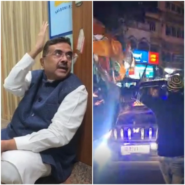 ਖੱਬੇ ਪਾਸੇ ਸ਼ੁਭੇਂਦੂ ਅਧਿਕਾਰੀ। ਖੱਬੇ ਪਾਸੇ ਸ਼ੁਭੇਂਦੂ ਅਧਿਕਾਰੀ।