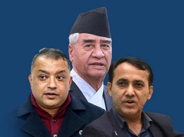 ਪਾਰਟੀ ਪ੍ਰਧਾਨ ਦੇਉਵਾ, ਜਨਰਲ ਸਕੱਤਰ ਥਾਪਾ ਅਤੇ ਸ਼ਰਮਾ।