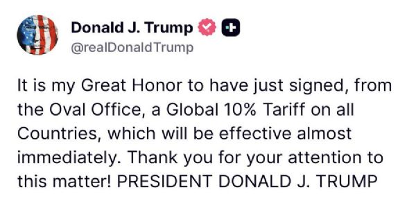 ਟਰੰਪ ਨੇ 10 ਫੀਸਦੀ ਗਲੋਬਲ ਟੈਰਿਫ ਸਬੰਧੀ ਕਾਰਜਕਾਰੀ ਆਦੇਸ਼ 