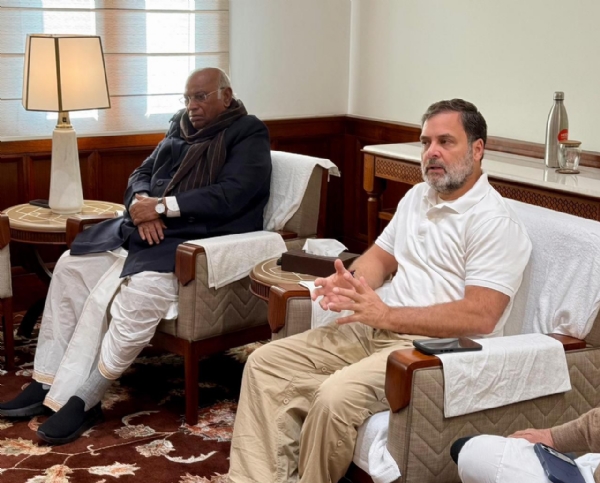 ਰਾਹੁਲ ਗਾਂਧੀ ਅਤੇ ਮੱਲਿਕਾਰਜੁਨ ਖੜਗੇ। ਫਾਈਲ ਫੋਟੋ