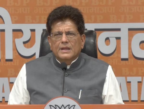 ਭਾਜਪਾ ਆਗੂ ਪਿਊਸ਼ ਗੋਇਲ ਬੁੱਧਵਾਰ ਨੂੰ ਪਾਰਟੀ ਹੈੱਡਕੁਆਰਟਰ ਵਿਖੇ ਪ੍ਰੈਸ ਕਾਨਫਰੰਸ ਨੂੰ ਸੰਬੋਧਨ ਕਰਦੇ ਹੋਏ।