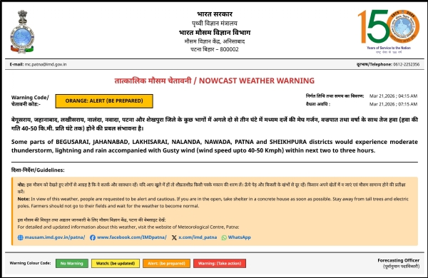ਮੌਸਮ ਵਿਭਾਗ ਵੱਲੋਂ ਜਾਰੀ ਅਲਰਟ ਮੌਸਮ ਵਿਭਾਗ ਵੱਲੋਂ ਜਾਰੀ ਅਲਰਟ