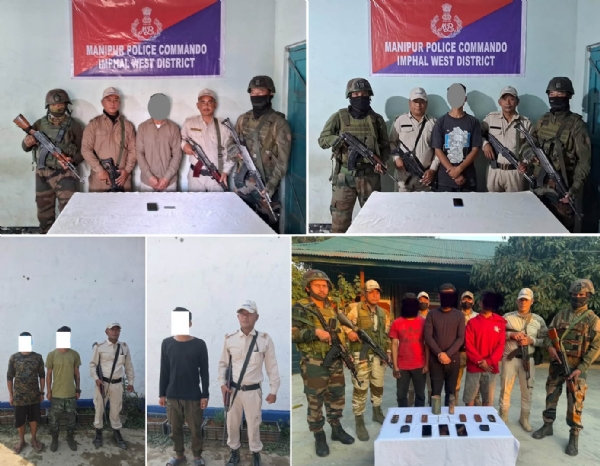 ਮਨੀਪੁਰ ਵਿੱਚ ਅੱਤਵਾਦੀਆਂ ਨੂੰ ਗ੍ਰਿਫ਼ਤਾਰ ਕੀਤਾ ਗਿਆ।