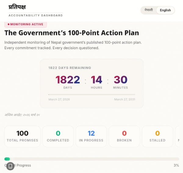 ਨੇਪਾਲ ਸਰਕਾਰ ਦੁਆਰਾ ਬਣਾਈ ਗਈ ਵੈੱਬਸਾਈਟ