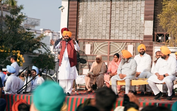 ਲੋਕ ਮਿਲਣੀ ਨੂੰ ਸੰਬੋਧਨ ਕਰਦੇ ਮੁੱਖ ਮੰਤਰੀ ਭਗਵੰਤ ਮਾਨ।