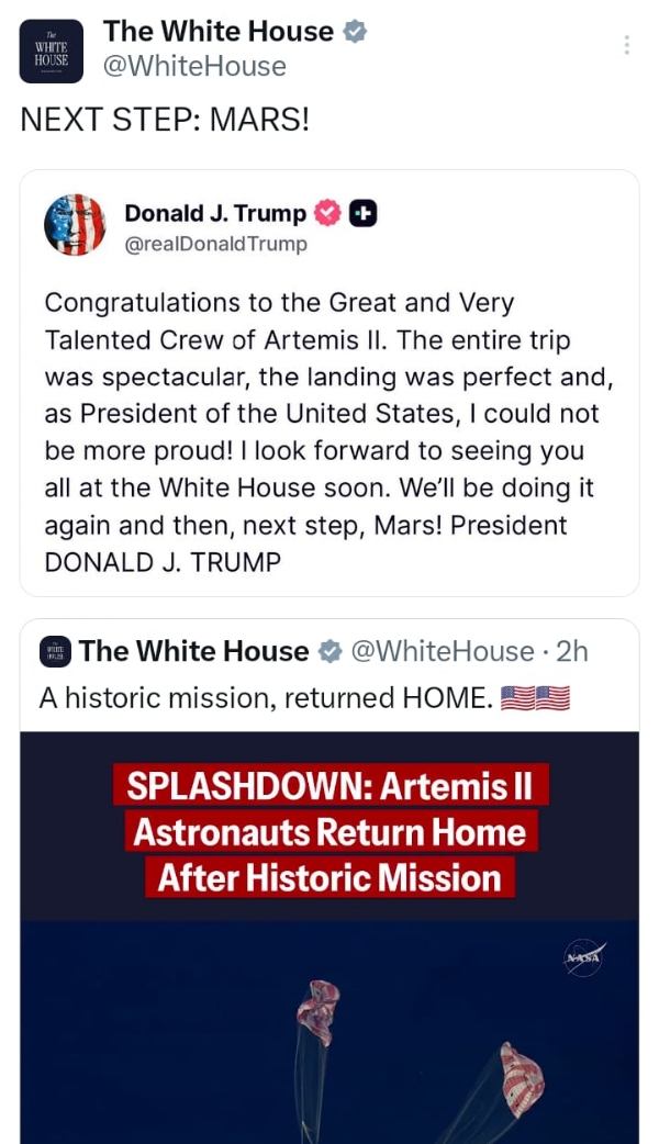 ਨਾਸਾ ਦਾ ਆਰਟੇਮਿਸ 2 ਮਿਸ਼ਨ ਸਫਲਤਾਪੂਰਵਕ ਪੂਰਾ ਹੋਇਆ