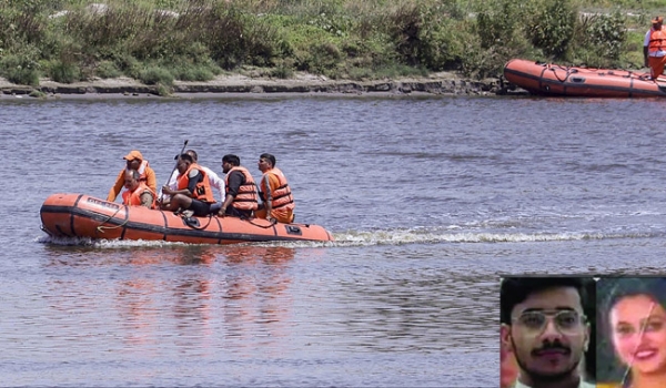 ਯਮੁਨਾ ਨਦੀ ਵਿੱਚ ਬਚਾਅ ਕਾਰਜ ਦੌਰਾਨ ਜਵਾਨ ਅਤੇ ਇਨਸੈੱਟ ਵਿੱਚ ਮ੍ਰਿਤਕਾਂ ਦੀਆਂ ਫਾਈਲ ਫੋਟੋਆਂ।