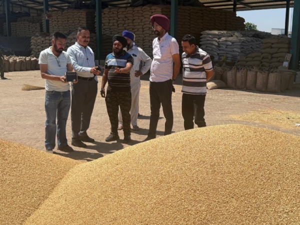 ਮੰਡੀ ਦਾ ਦੌਰਾ ਕਰਦੇ ਹੋਏ ਜ਼ਿਲ੍ਹਾ ਖੁਰਾਕ ਸਪਲਾਈ ਕੰਟਰੋਲਰ ਵਰਿੰਦਰ ਕੁਮਾਰ।