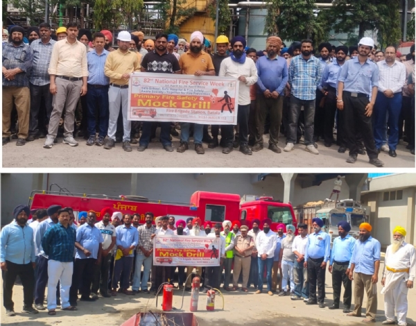 ਰਾਸ਼ਟਰੀ ਅੱਗ ਸੁਰੱਖਿਆ ਹਫਤੇ ਦੌਰਾਨ ਮੌਕ ਡਰਿੱਲ ’ਚ ਹਿੱਸਾ ਲੈਂਦੇ ਭਾਗੀਦਾਰ
