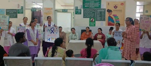 ਐਚਪੀਵੀ ਵੈਕਸੀਨ ਸੰਬੰਧੀ ਜਾਗਰੂਕਤਾ ਕੈਂਪ ਦਾ ਦ੍ਰਿਸ਼।