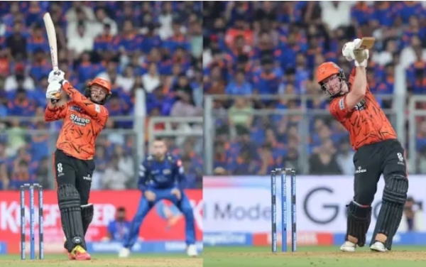 ਅਭਿਸ਼ੇਕ ਸ਼ਰਮਾ ਅਤੇ ਹੇਨਰਿਕ ਕਲਾਸੇਨ ਸ਼ਾਟ ਖੇਡਦੇ ਹੋਏ