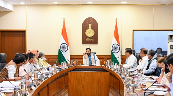 ਕੈਬਨਿਟ ਮੀਟਿੰਗ ਦੌਰਾਨ ਮੁੱਖ ਮੰਤਰੀ ਨਾਇਬ ਸਿੰਘ ਸੈਣੀ।