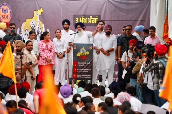 ਭਵਿੱਖ ਬਚਾਓ ਮੋਰਚੇ ਤਹਿਤ ਸੰਬੋਧਨ ਕਰਦੇ ਹੋਏ ਸੁਖਬੀਰ ਸਿੰਘ ਬਾਦਲ।