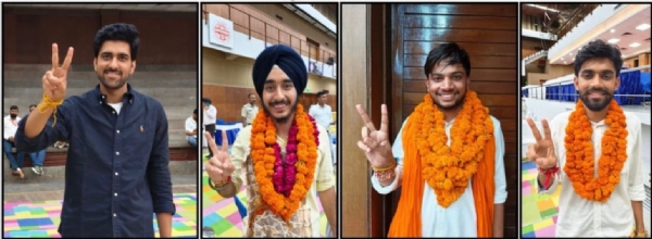 ਪ੍ਰਧਾਨ ਅੰਕਿਤ ਬਿਧਾਨ (ਏਬੀਵੀਪੀ), ਉਪਪ੍ਰਧਾਨ ਅਰਮਾਨ ਸਿੰਘ ਭੰਡਰ,  ਸਕੱਤਰ ਧਿਆਨ ਸਿੰਘ (ਸਮੀਰ), ਸੰਯੁਕਤ ਸਕੱਤਰ ਵਿਸ਼ਾਲ ਬਮਲ